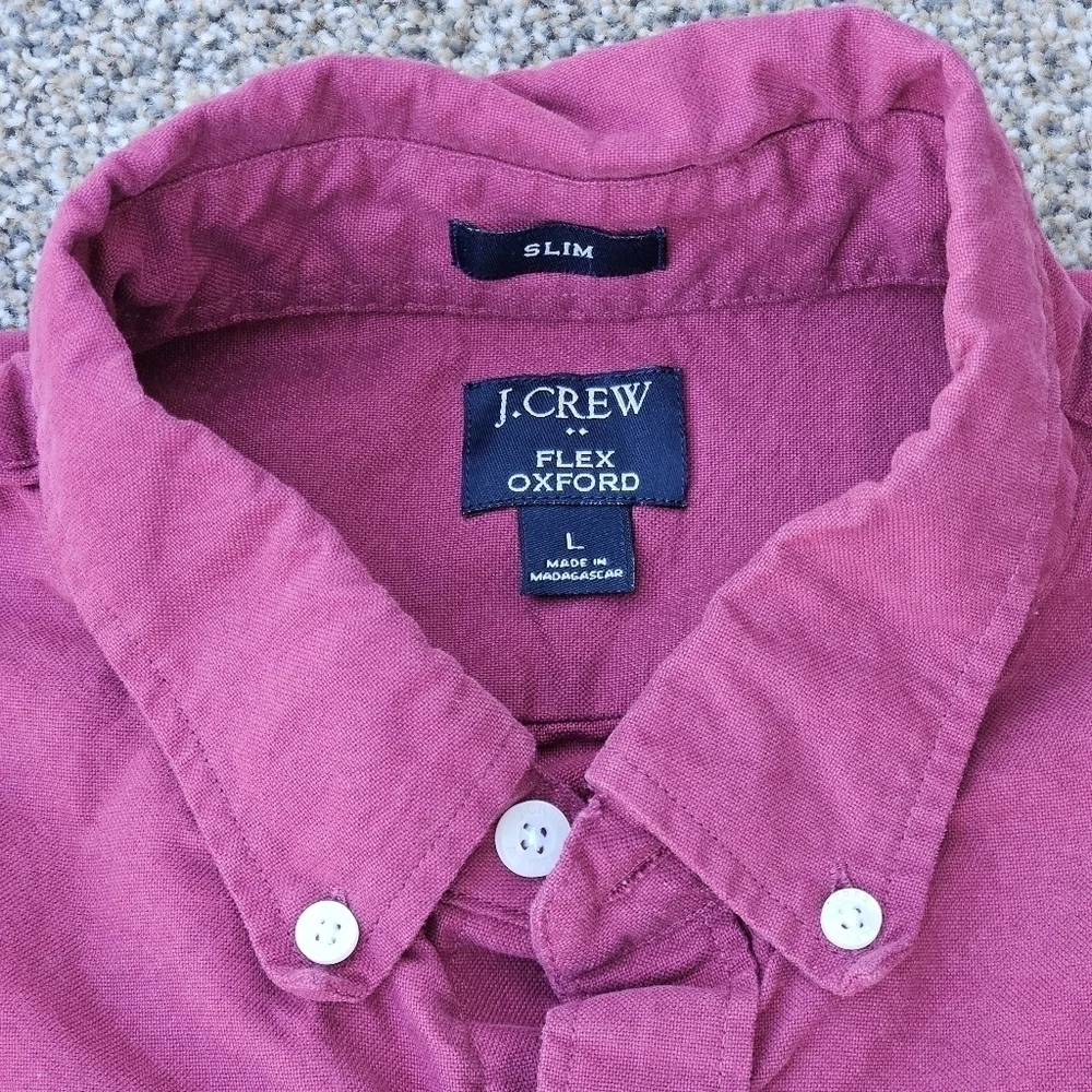 J. Crew Slim Fit Flex Oxford Long Sleeve Button Down Plaid Shirts LOT Mens Large